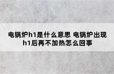 电锅炉h1是什么意思 电锅炉出现h1后再不加热怎么回事